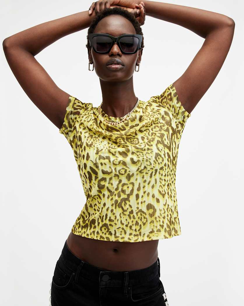 Ellie Mesh Animal Print T-Shirt