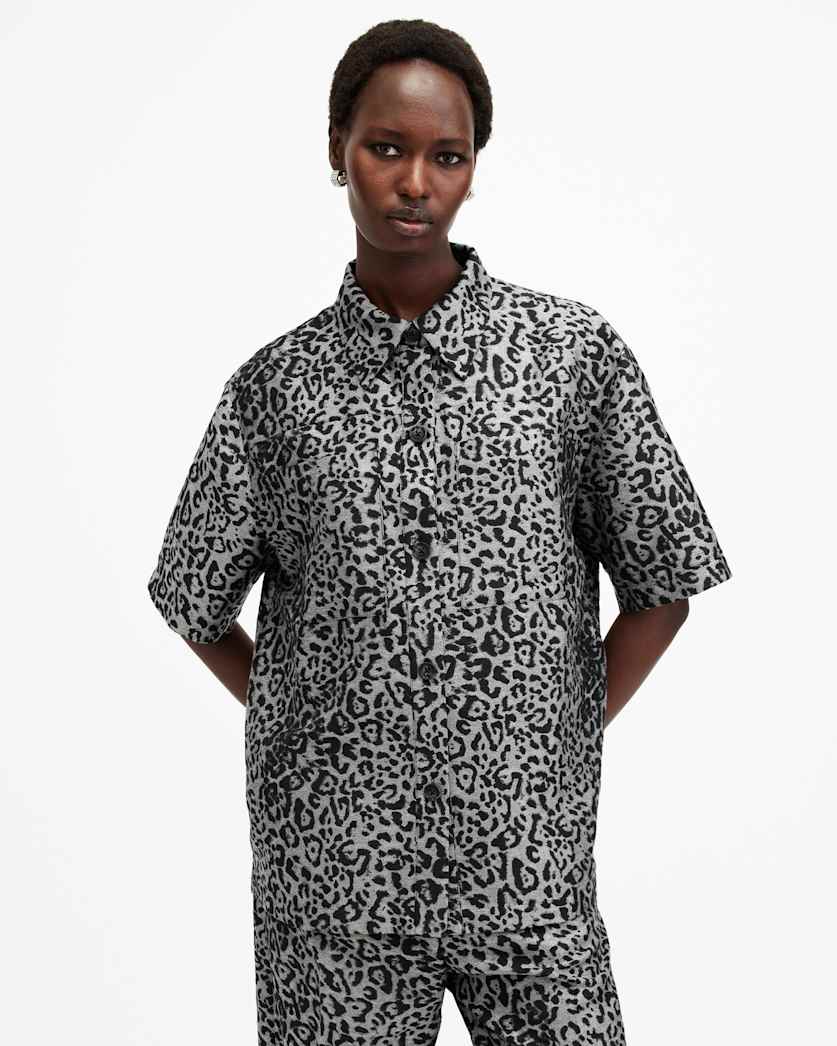 Jemi Metallic Leopard Print Shirt