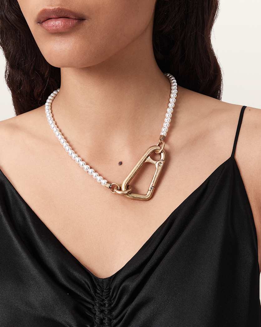 Pearl Carabiner Clasp Necklace