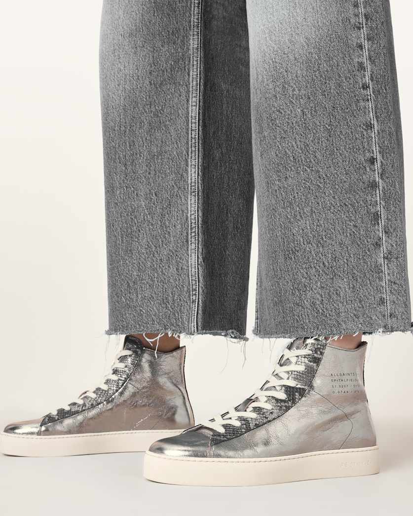 Tana Metallic Leather High Top Trainers