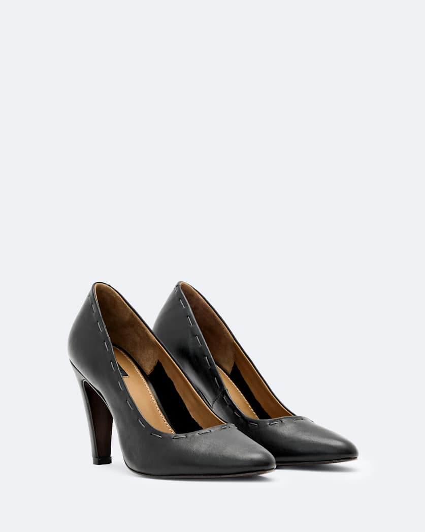 Hand stitch almond toe court shoes