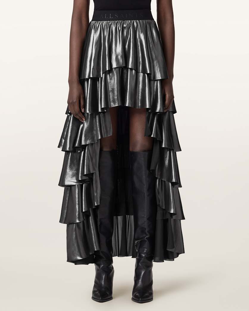 Cavarly Metallic Maxi Skirt