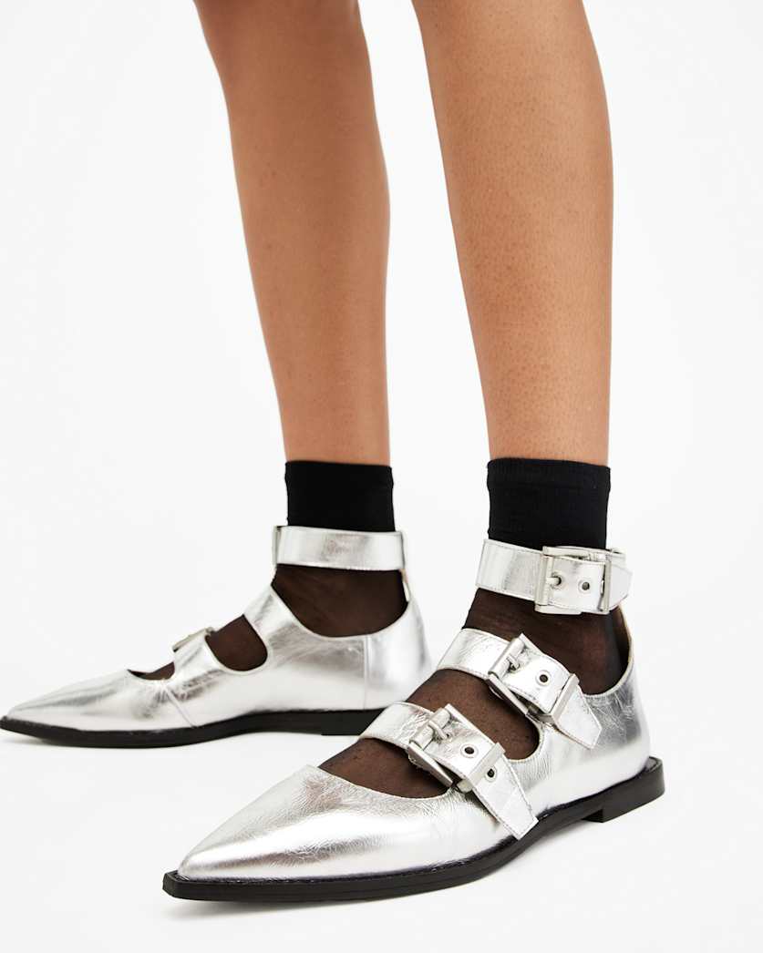 Susan Buckle Metallic Leather Shoes
