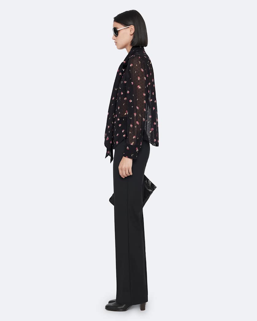 Bow-detail jacquard shirt
