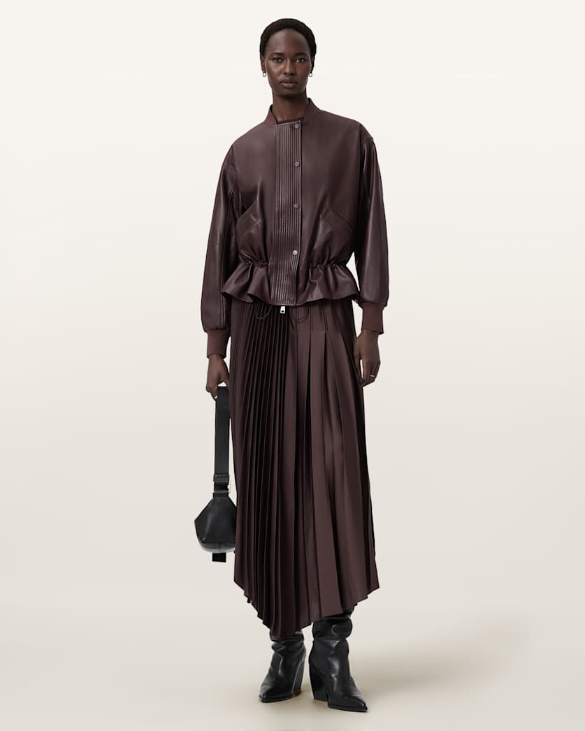 Sofi Drawstring Leather Bomber Jacket