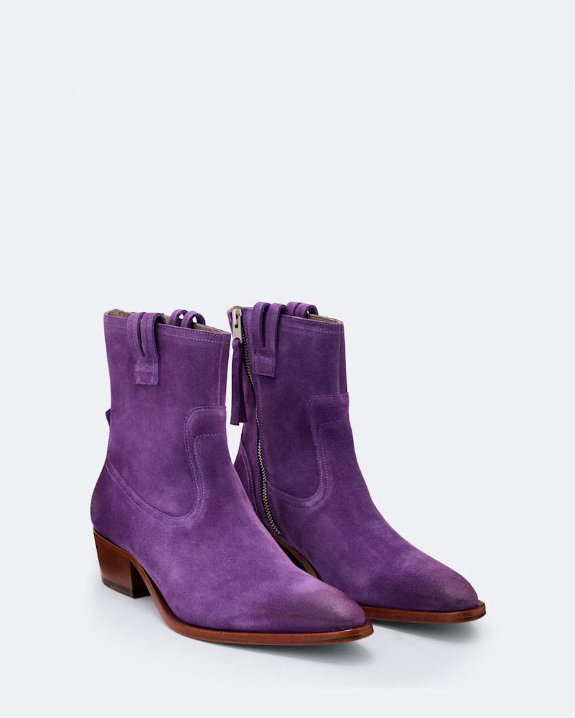 Suede zip up dress boot