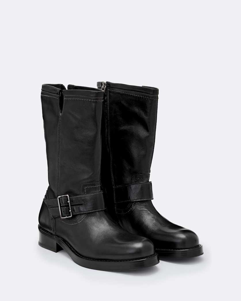 Leather engineer boots