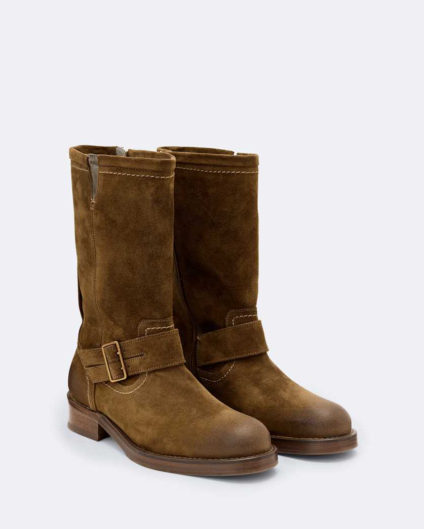 Suede biker boots