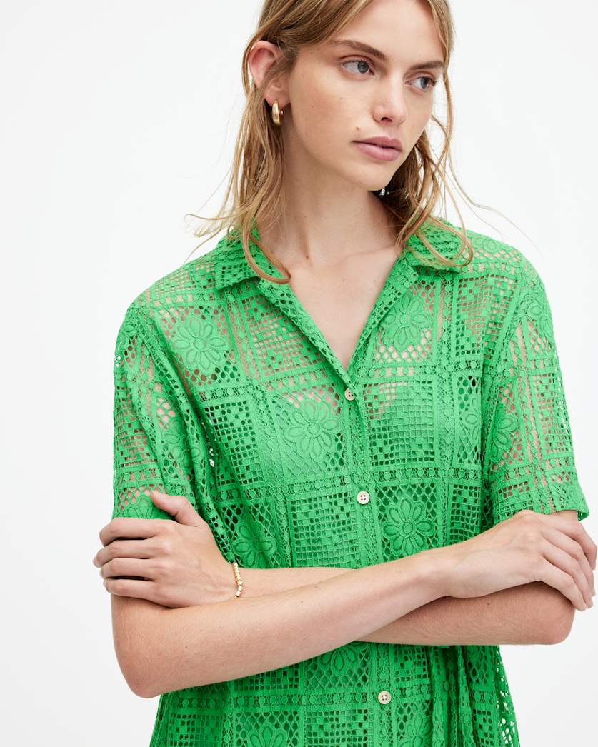 Athea Crochet Mini Shirt Dress