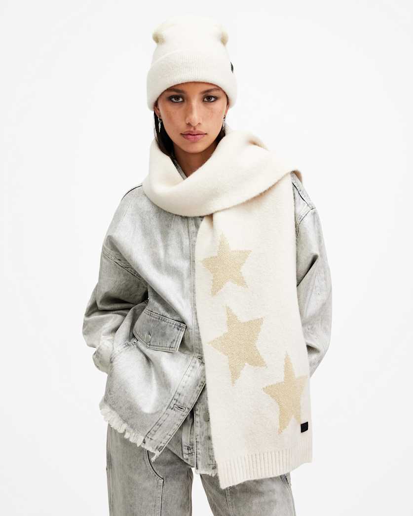 Women's Metallic Star Print Scarf – Cotton Blend Neck Warmer YF-4013