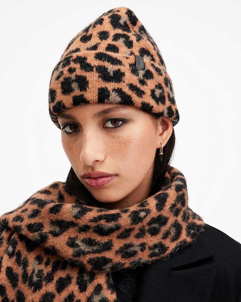 Lex Leopard Print Brushed Beanie