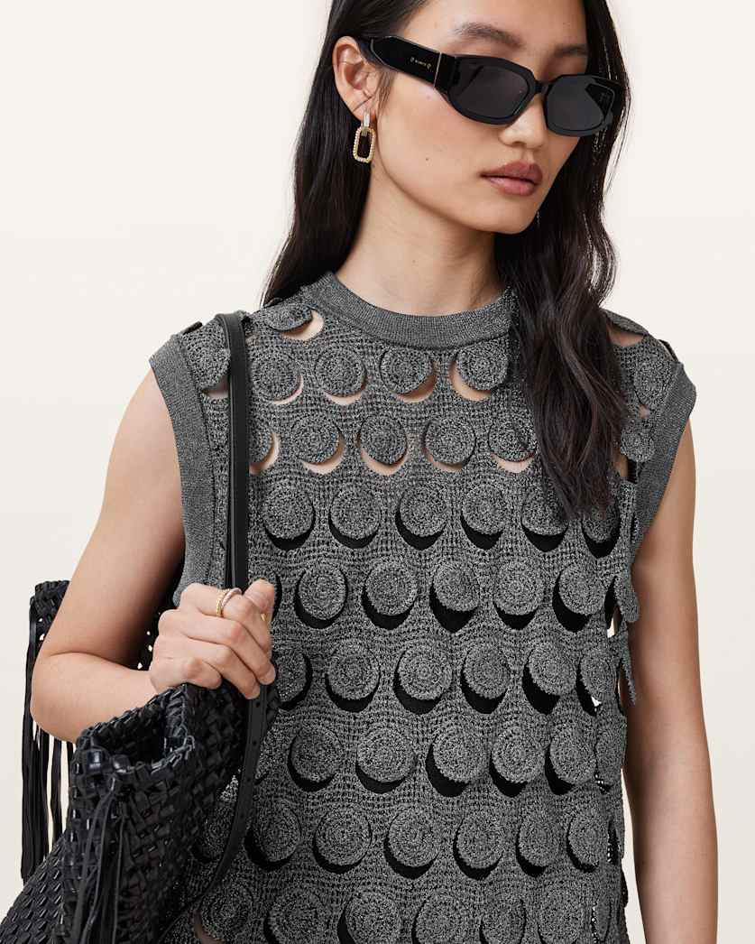 Iris Crochet Metallic Mini Dress