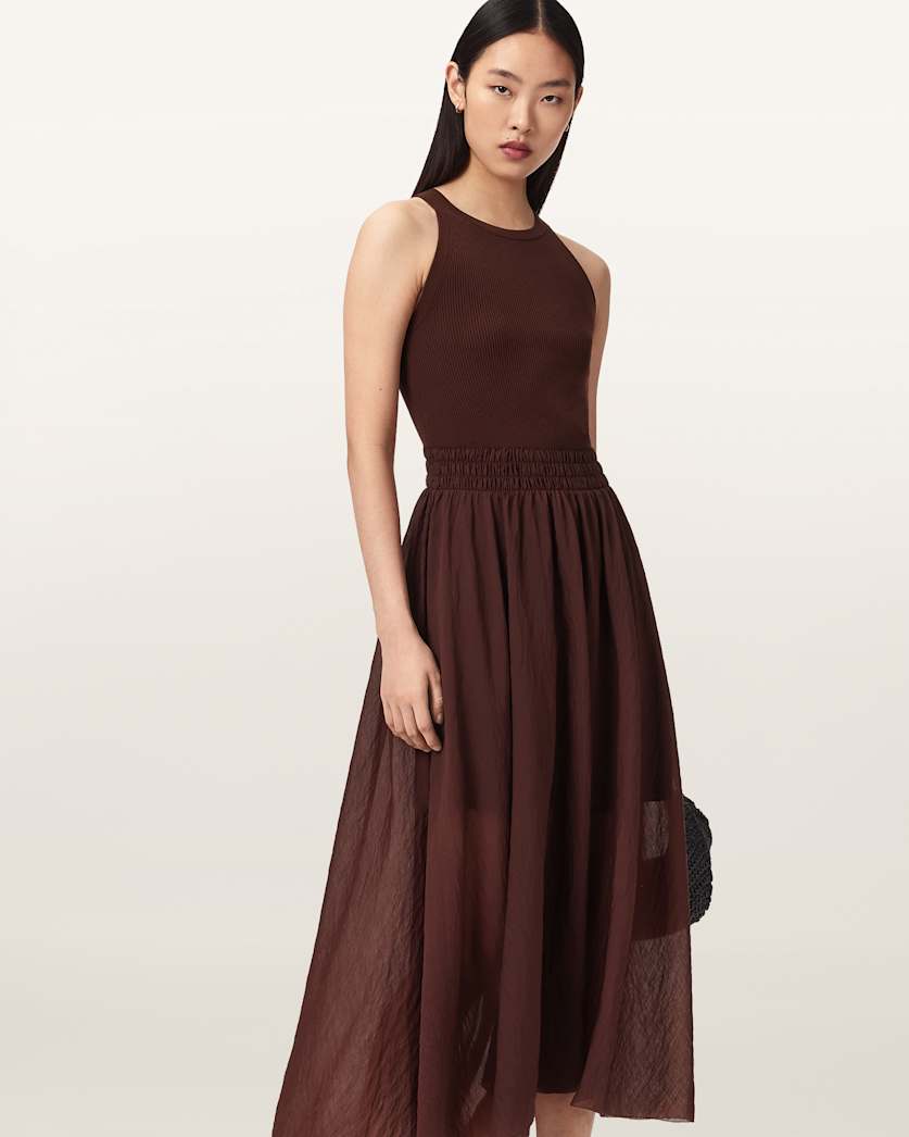 Zenia Sleeveless Asymmetric Midi Dress