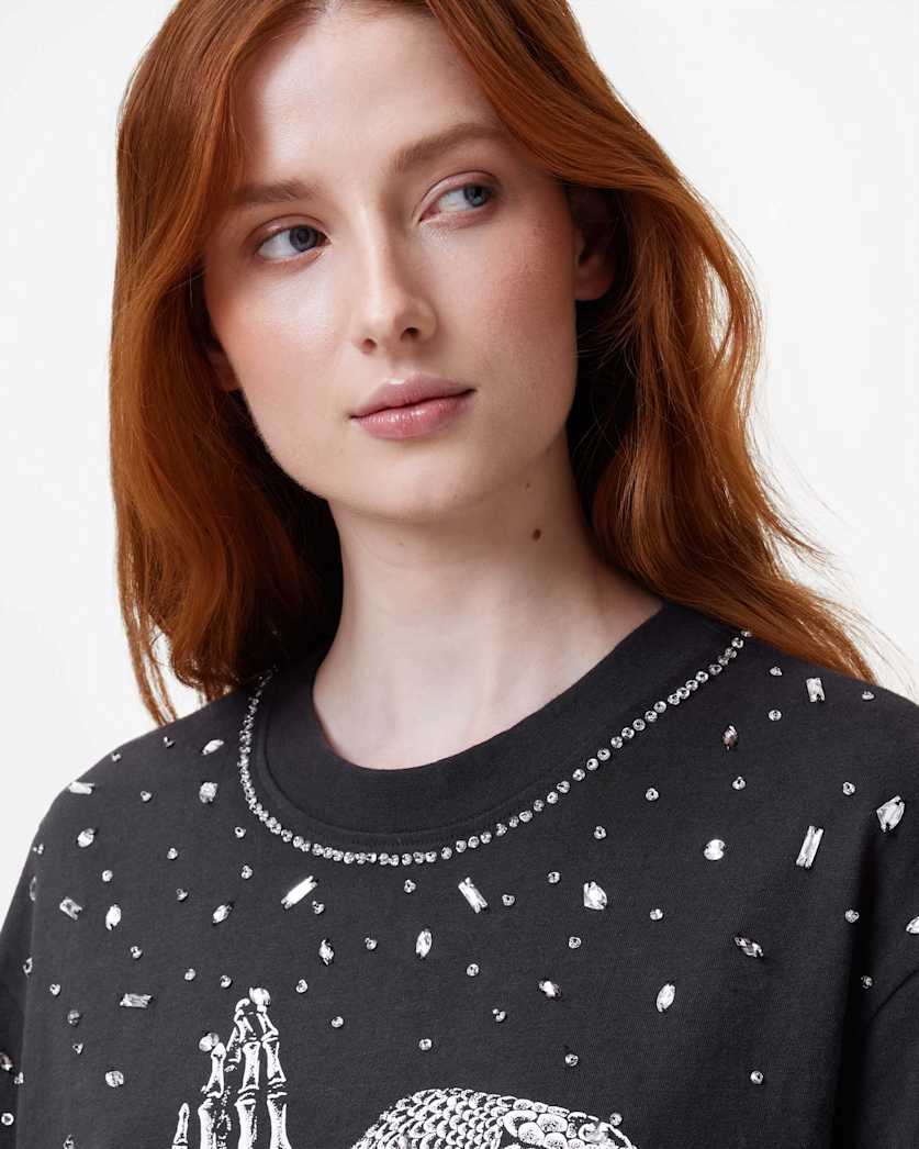 Asp Embellished Slouchy Mini T-Shirt Dress