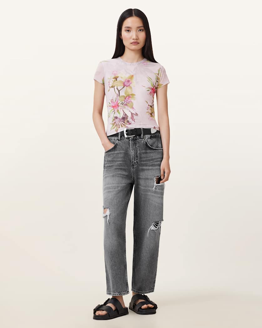 Ellie Floral Print Mesh T-Shirt