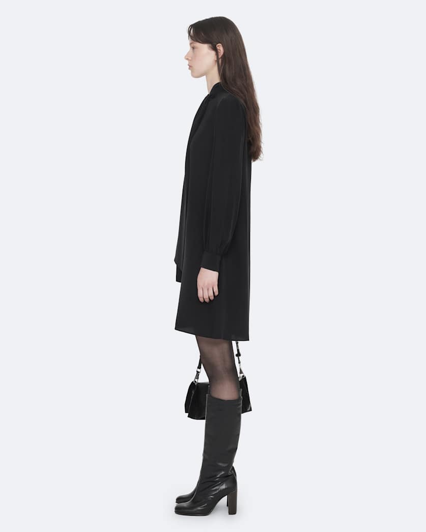 Jamie Long-Sleeve Silk Midi Dress