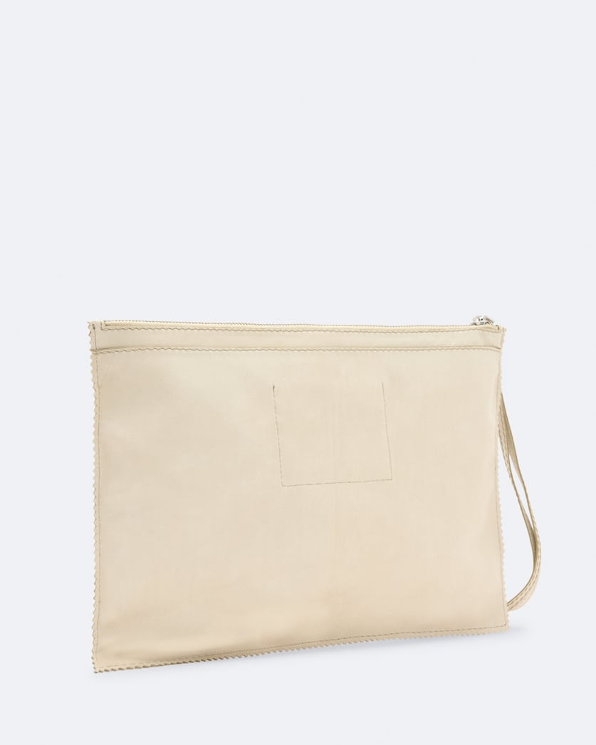 Pinked edge large leather pouch