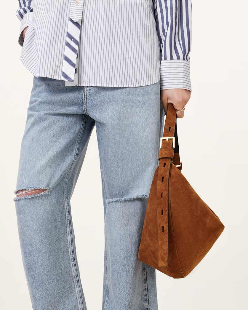 Half Moon Large Suede Crossbody Bag