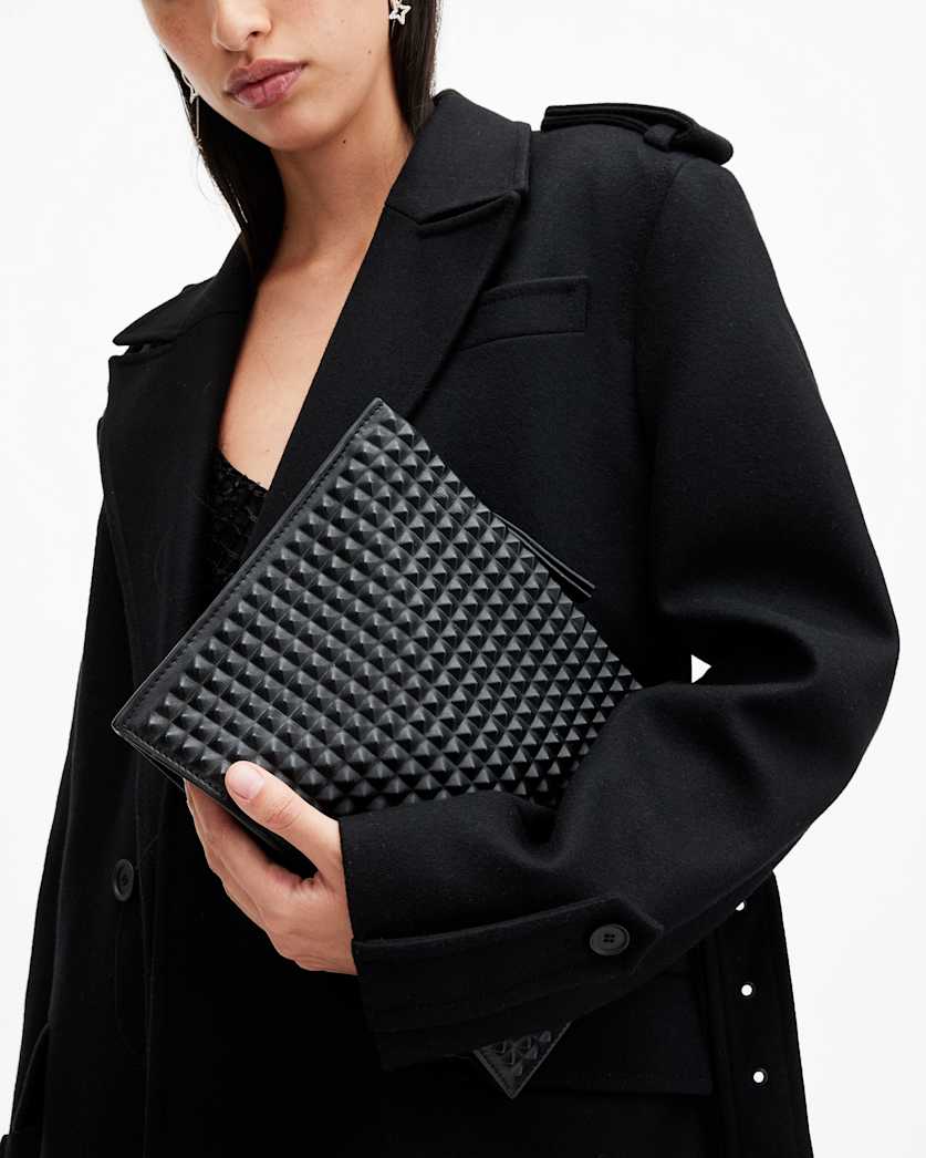 Bettina Studded Leather Clutch Bag