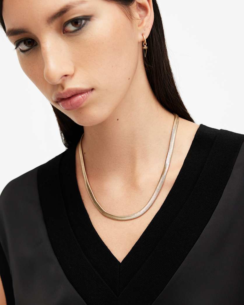 Flat Gold Tone Snake Chain Necklace
