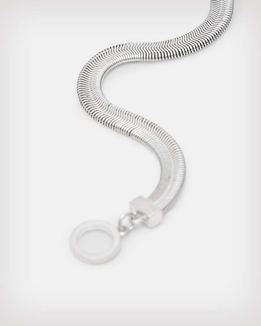 Flat Silver Tone Snake Chain Bracelet