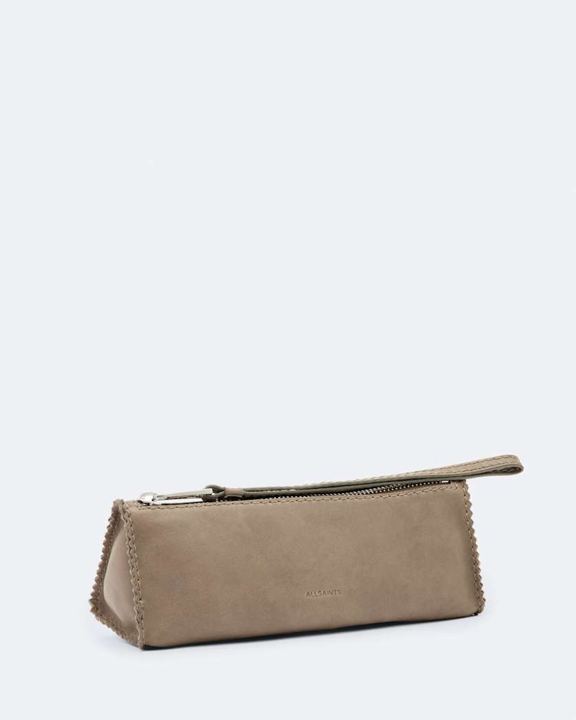 Pinked edge leather pencil case
