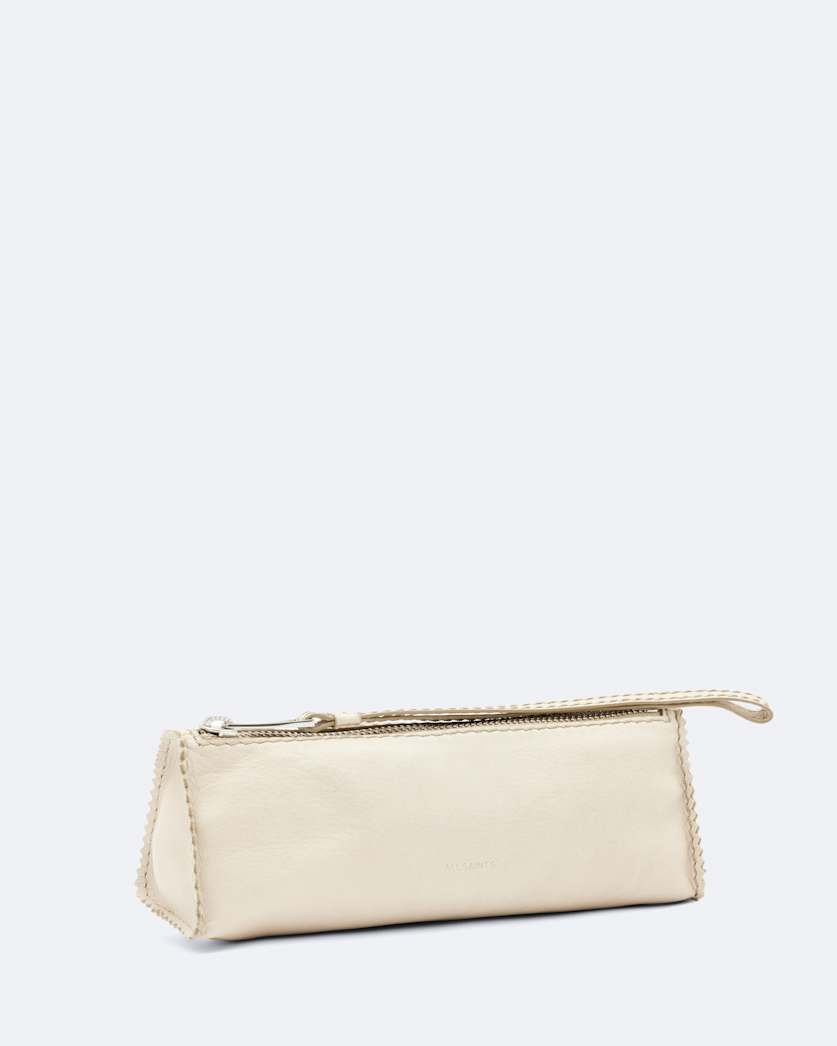 Pinked edge leather pencil case