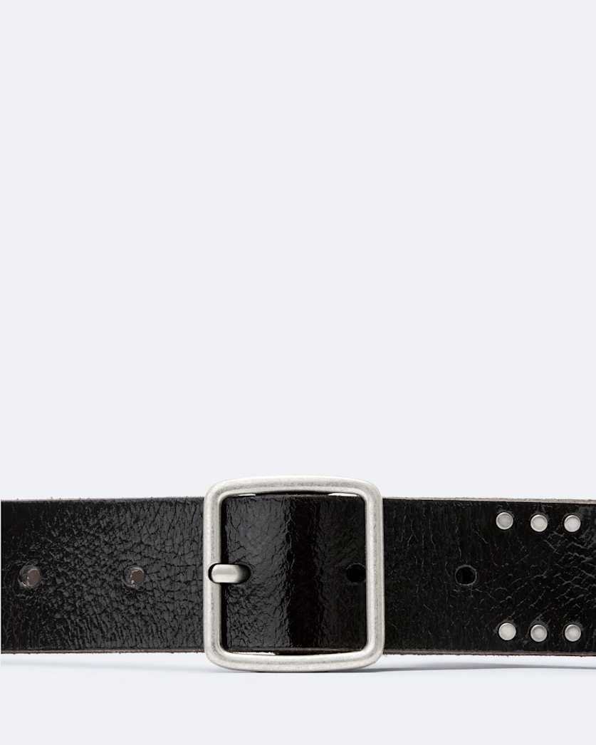 Wyatt Bar-Buckle Studded Leather Belt