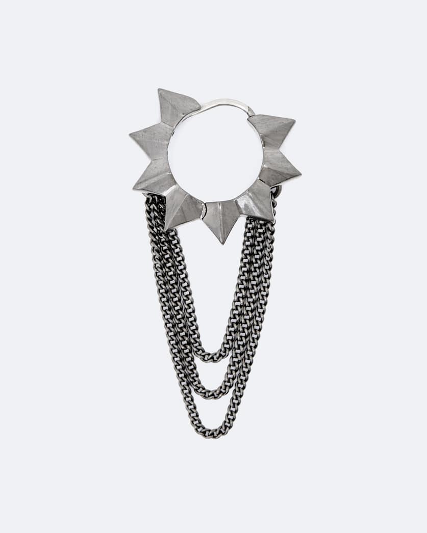 Spike Chain-Embellished Huggie Earrings