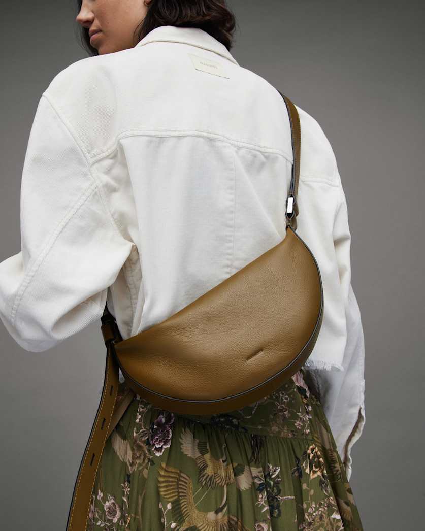 Half Moon Leather Crossbody Bag