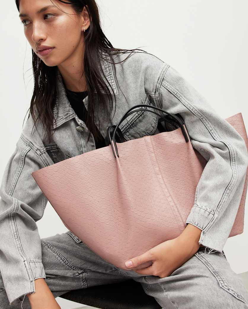 Hannah Leather Python Tote Bag