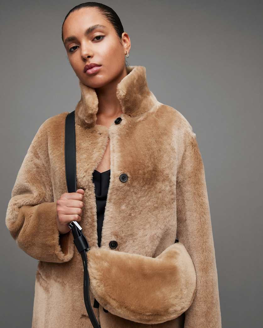 Half Moon Shearling Crossbody Bag