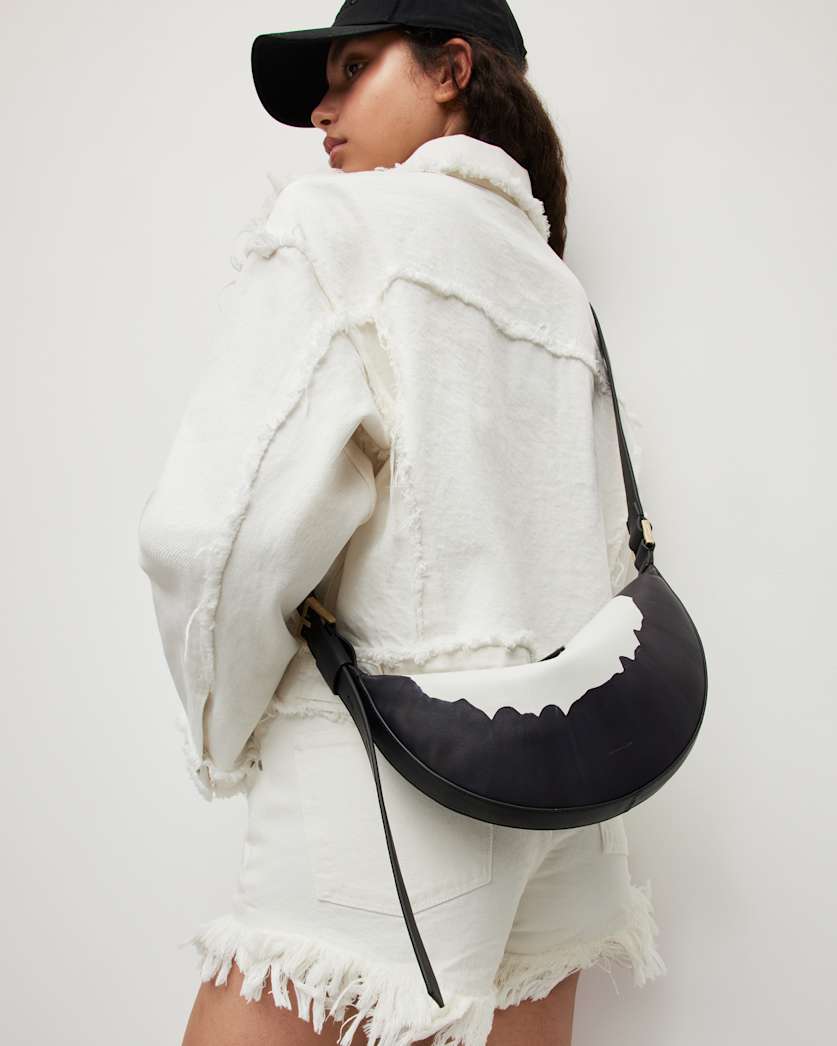 Half Moon Tie Dye Leather Crossbody Bag