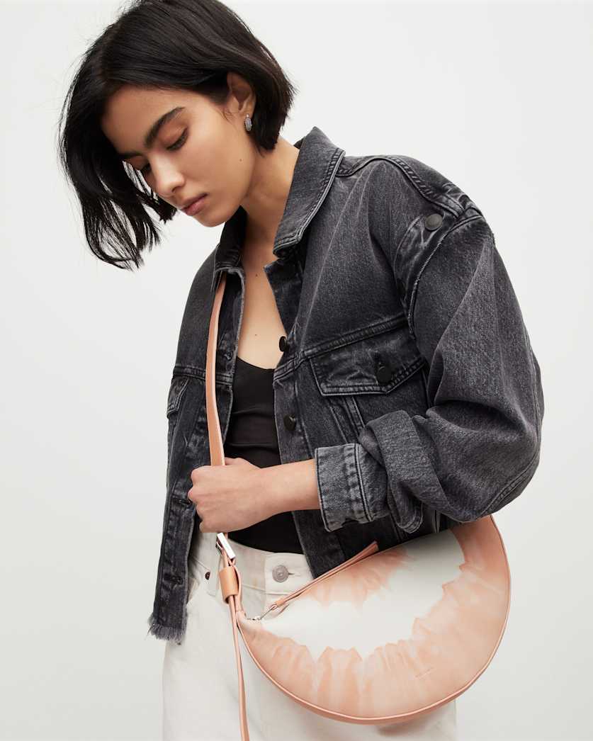 Half Moon Tie Dye Leather Crossbody Bag
