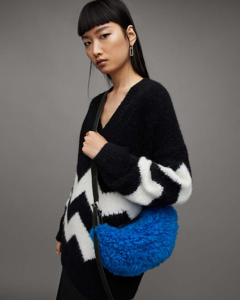 Half Moon Shearling Crossbody Bag