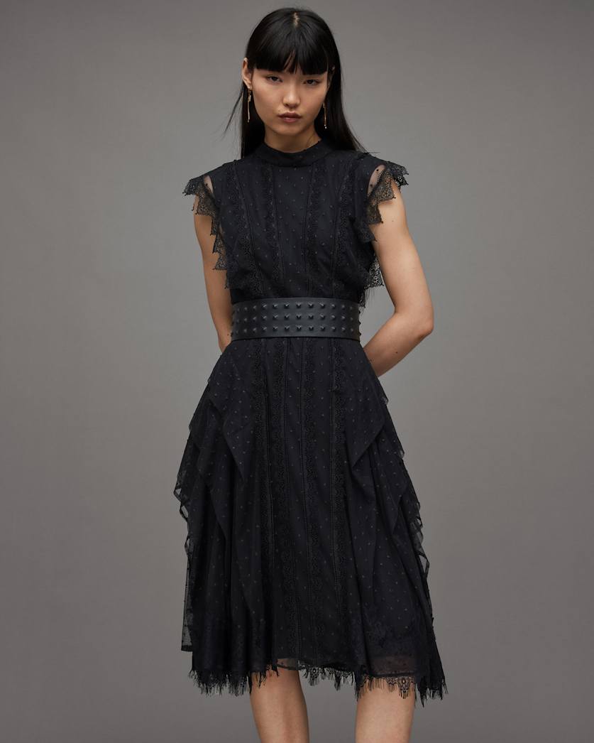 Freya Lace Asymmetric Hem Midi Dress