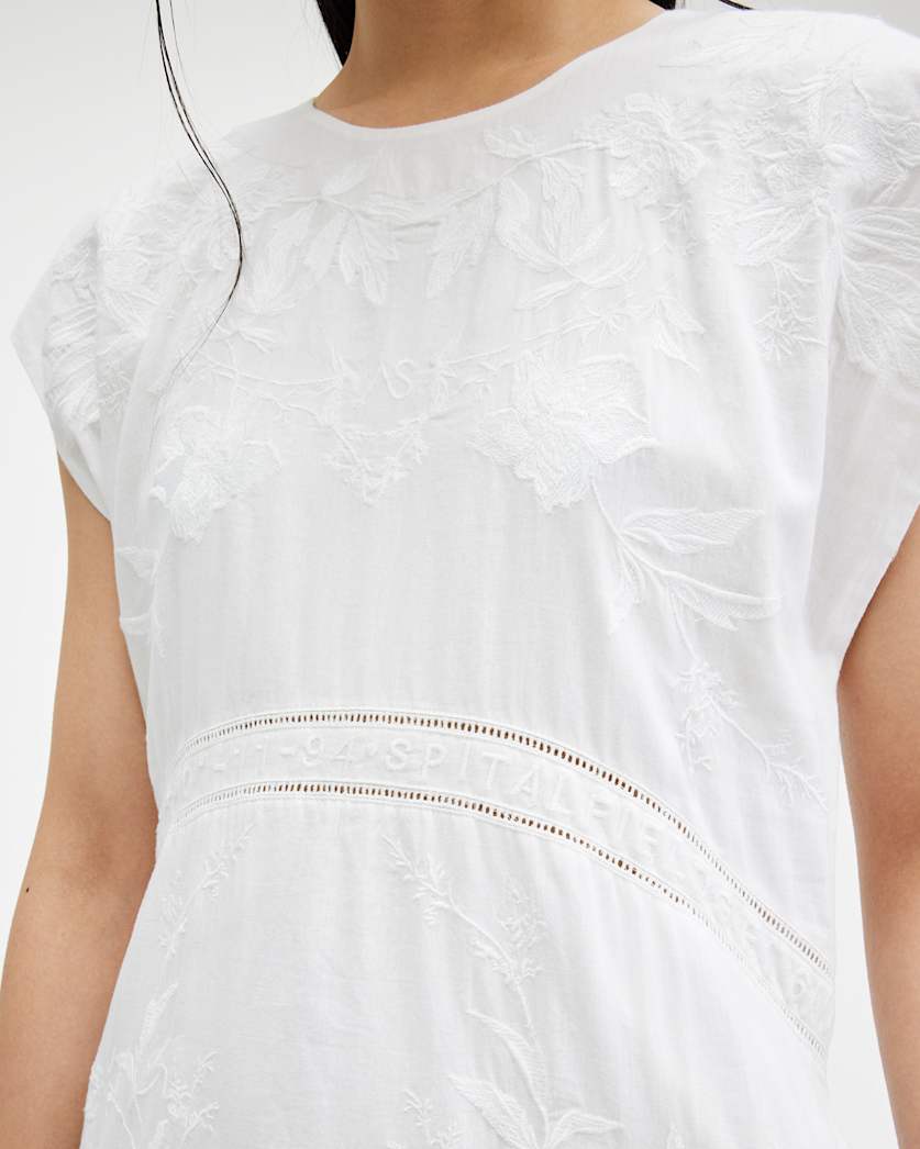 Gianna Embroidered Maxi Dress Off White | ALLSAINTS