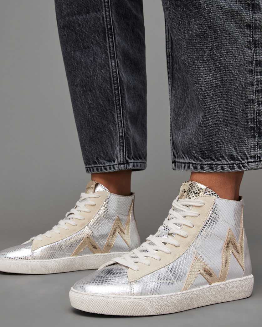 Tundy Bolt Metallic Leather Trainers