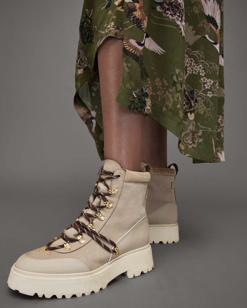 Ker Lace Up Ski Hook Leather Boots