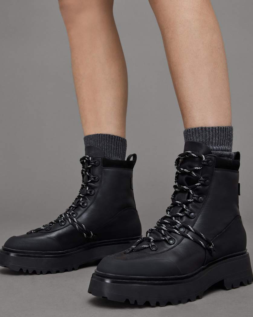 Ker Lace Up Ski Hook Leather Boots