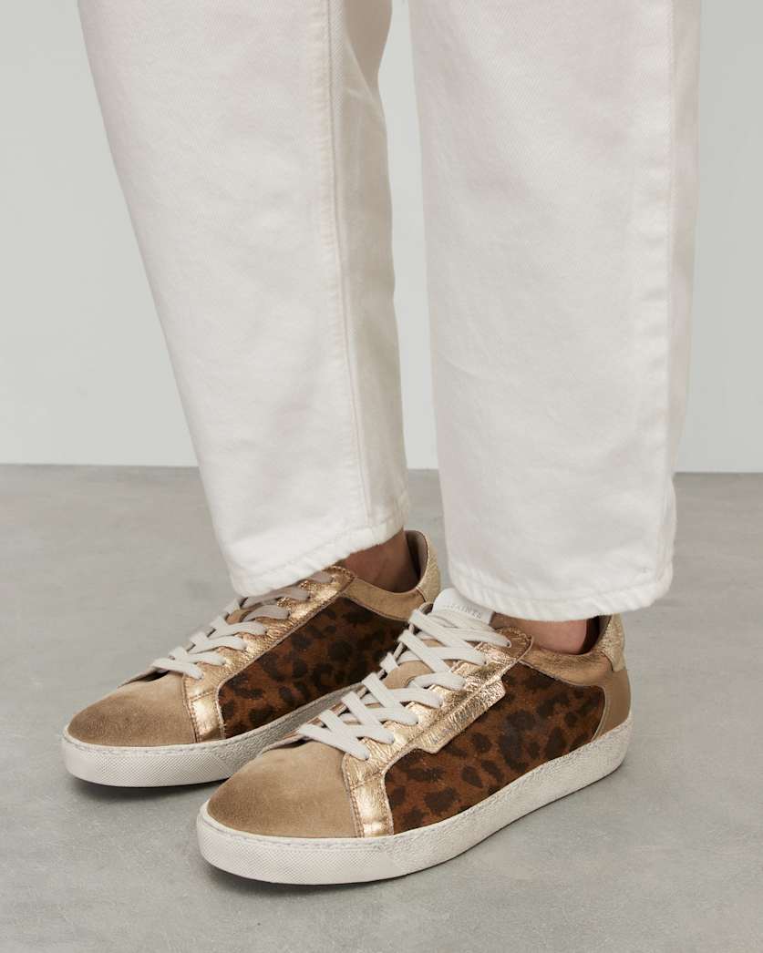 Sheer Leopard Print Leather Trainers