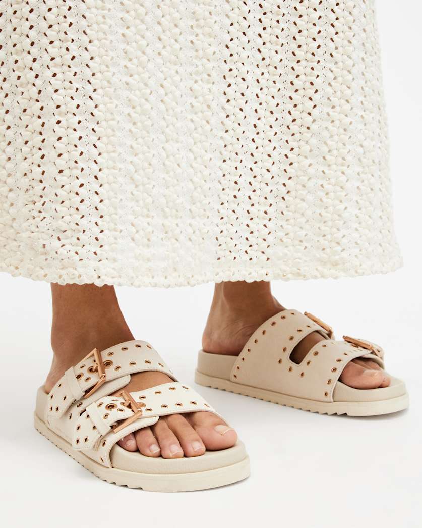 Khai Two Strap Suede Eyelet Sandals