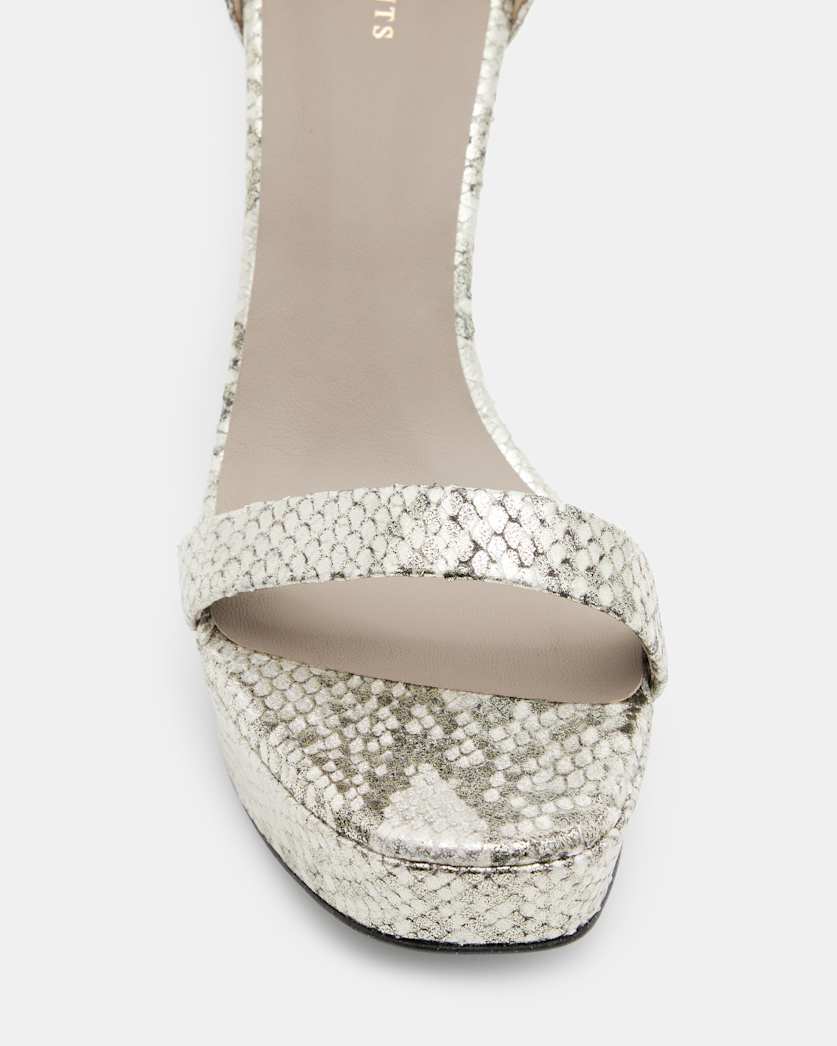 Zig Snake Leather Platform Heel Sandal