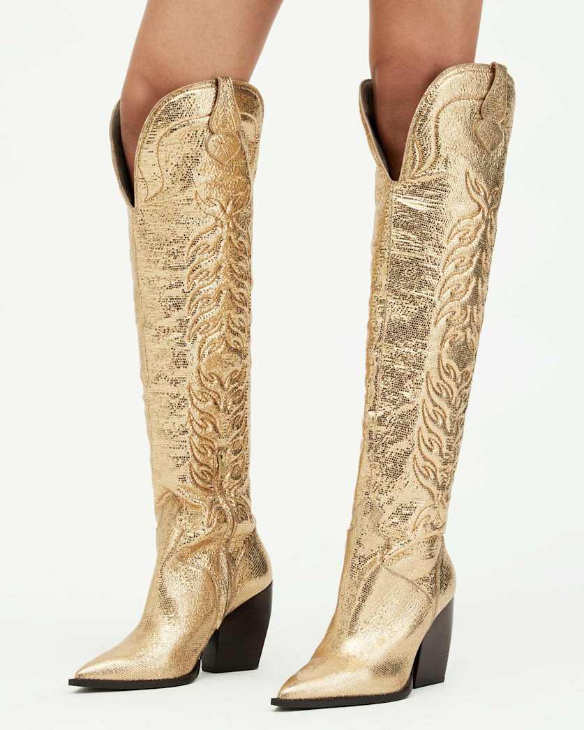 Roxanne Knee High Metallic Leather Boots