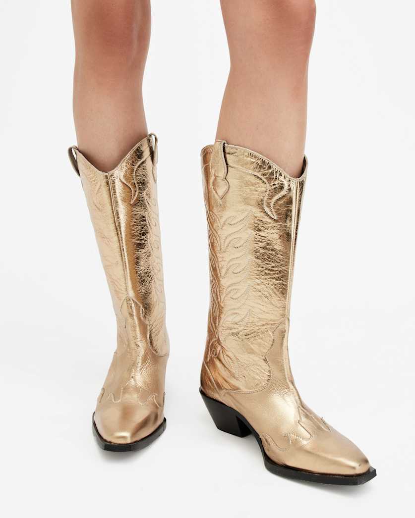 Dolly Metallic Leather Western Boots