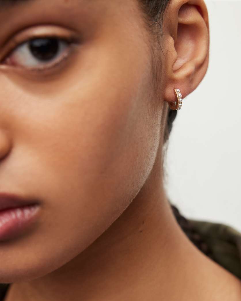 Pearl Beaded Hoop Earring Set