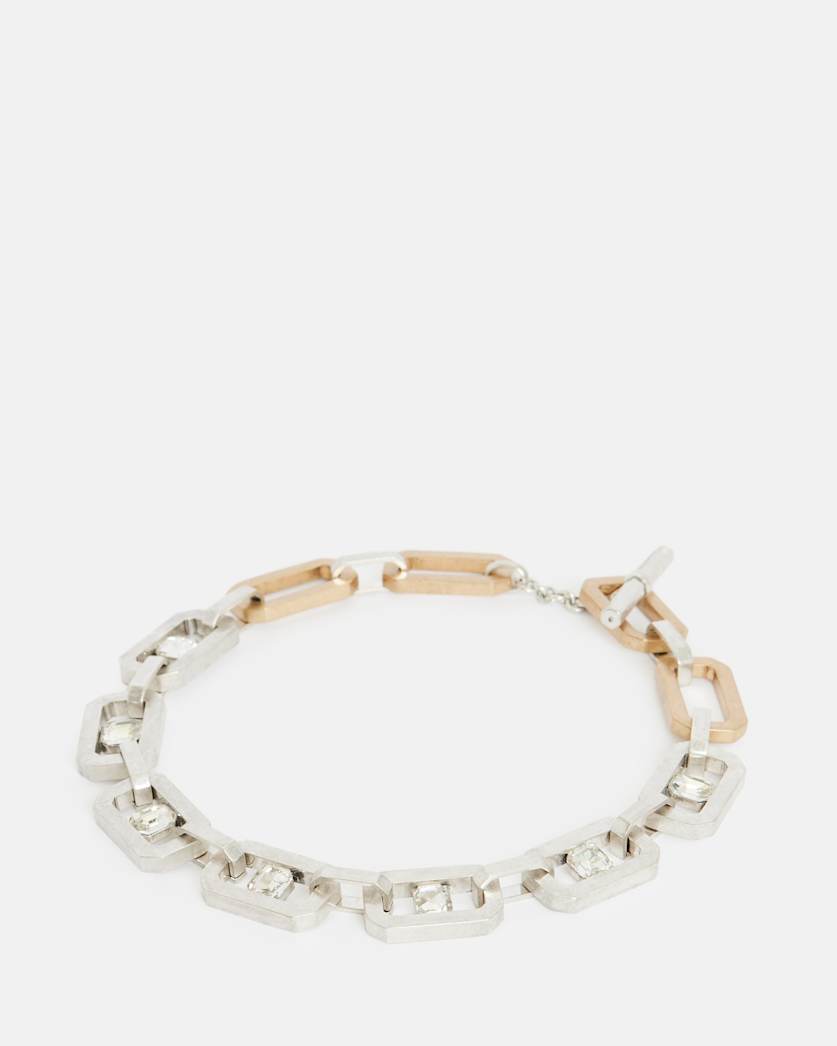 Estela Gold Silver Hexagon Link Necklace