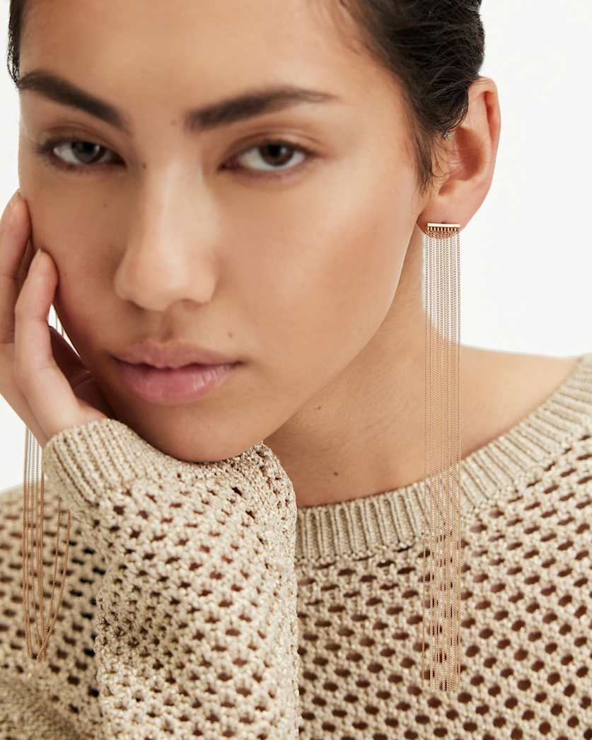 Eliza Gold Tone Long Fringed Earrings