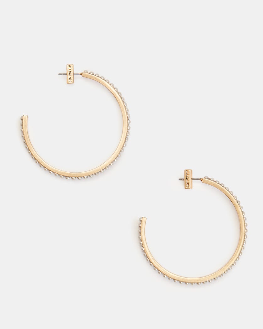 Brea Gold Tone Beaded Hoop Earrings