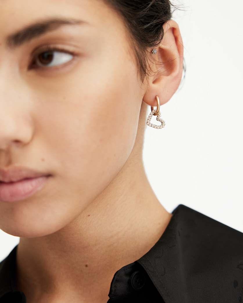 Vida Beaded Heart Hoop Earrings